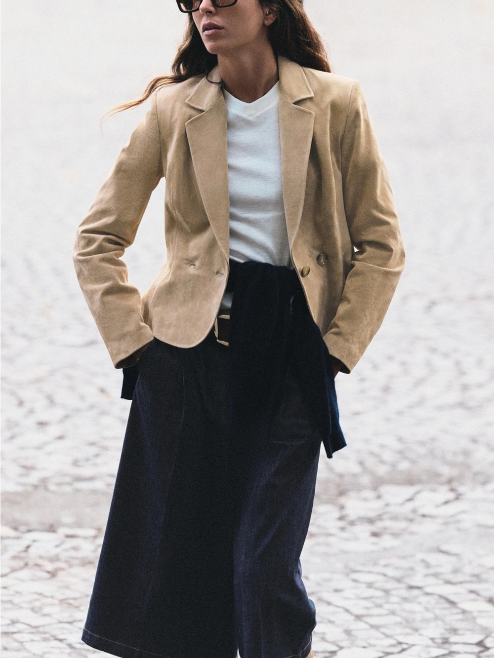 Zara LEATHER CROPPED BLAZER WITH SHOULDER PADS 3046/283/711 - Picture 6 of 7